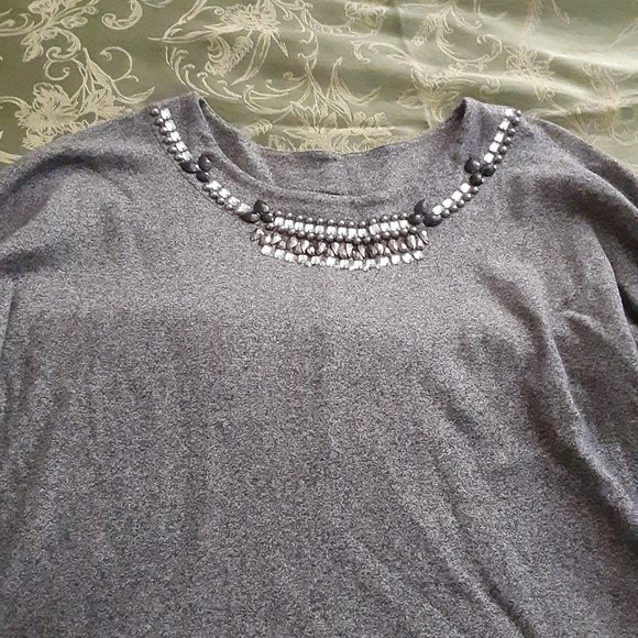 Rafaella 3/4 Length Sleeve Gray Pull Over Blouse size L - Picture 2 of 4